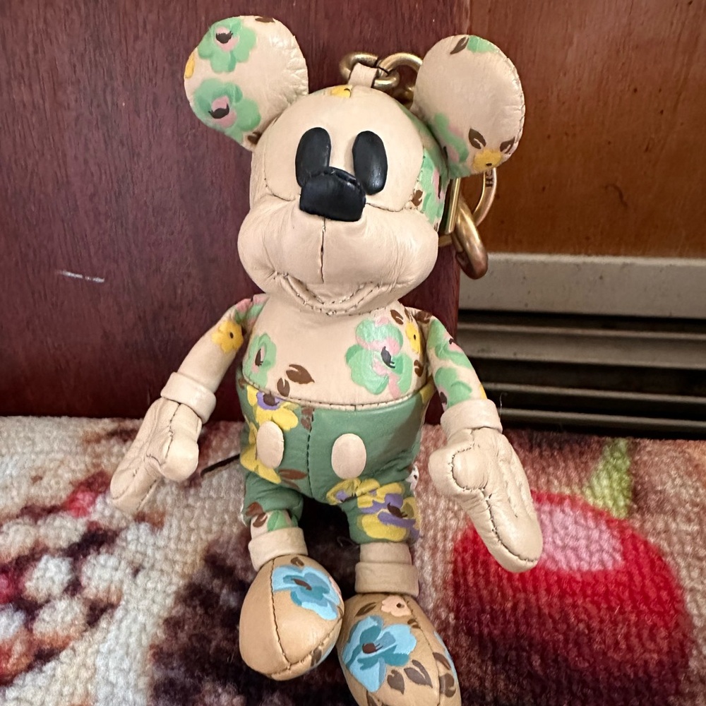 Coach Disney Mickey Floral Leather Bag Charm